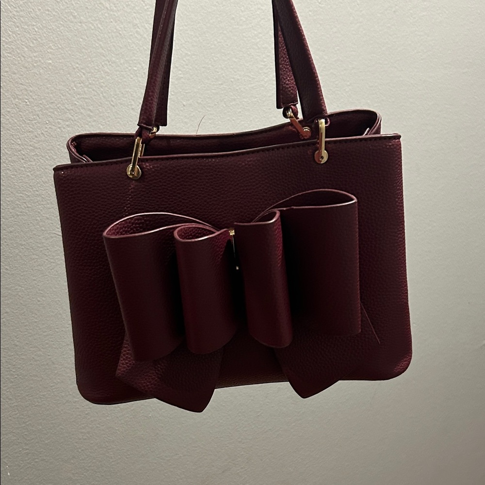Chic Maroon Red Bow Shoulder Bag
